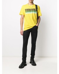 T-shirt à col rond imprimé jaune DSQUARED2