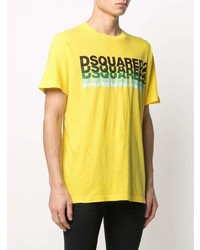 T-shirt à col rond imprimé jaune DSQUARED2