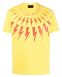 T-shirt à col rond imprimé jaune Neil Barrett