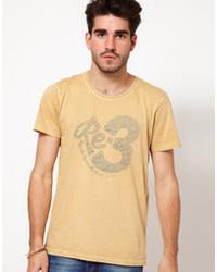 T-shirt à col rond imprimé jaune Nudie Jeans