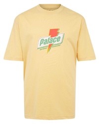 T-shirt à col rond imprimé jaune Palace