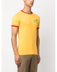 T-shirt à col rond imprimé jaune Casablanca