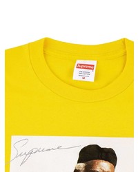 T-shirt à col rond imprimé jaune Supreme