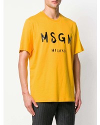 T-shirt à col rond imprimé jaune MSGM