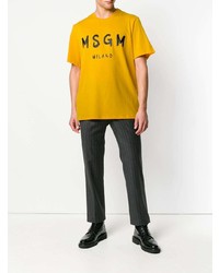 T-shirt à col rond imprimé jaune MSGM