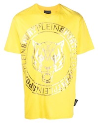 T-shirt à col rond imprimé jaune Plein Sport