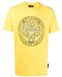 T-shirt à col rond imprimé jaune Plein Sport