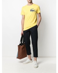 T-shirt à col rond imprimé jaune Lacoste