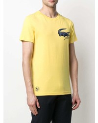 T-shirt à col rond imprimé jaune Lacoste