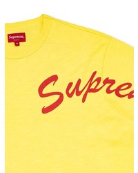 T-shirt à col rond imprimé jaune Supreme