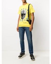 T-shirt à col rond imprimé jaune Philipp Plein