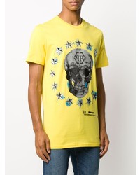 T-shirt à col rond imprimé jaune Philipp Plein