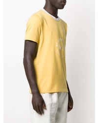 T-shirt à col rond imprimé jaune Brunello Cucinelli