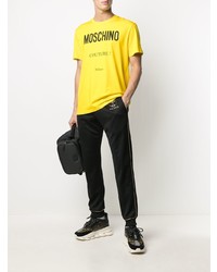 T-shirt à col rond imprimé jaune Moschino