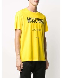 T-shirt à col rond imprimé jaune Moschino