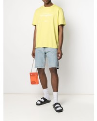 T-shirt à col rond imprimé jaune MSGM