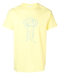 T-shirt à col rond imprimé jaune Societe Anonyme