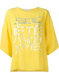 T-shirt à col rond imprimé jaune Societe Anonyme