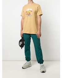 T-shirt à col rond imprimé jaune Stussy