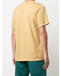 T-shirt à col rond imprimé jaune Stussy