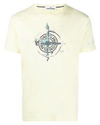 T-shirt à col rond imprimé jaune Stone Island