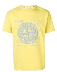 T-shirt à col rond imprimé jaune Stone Island