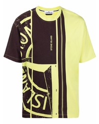 T-shirt à col rond imprimé jaune Stone Island