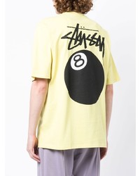 T-shirt à col rond imprimé jaune Stussy
