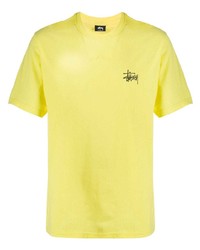 T-shirt à col rond imprimé jaune Stussy