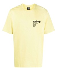 T-shirt à col rond imprimé jaune Stussy