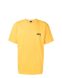T-shirt à col rond imprimé jaune Stussy