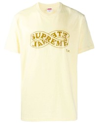 T-shirt à col rond imprimé jaune Supreme