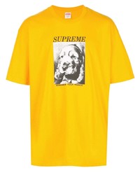 T-shirt à col rond imprimé jaune Supreme