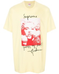 T-shirt à col rond imprimé jaune Supreme