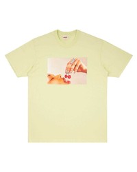 T-shirt à col rond imprimé jaune Supreme