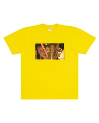 T-shirt à col rond imprimé jaune Supreme