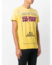 T-shirt à col rond imprimé jaune Diesel