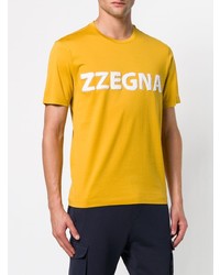 T-shirt à col rond imprimé jaune Z Zegna