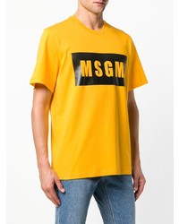 T-shirt à col rond imprimé jaune MSGM