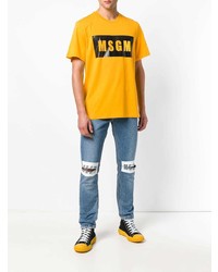 T-shirt à col rond imprimé jaune MSGM