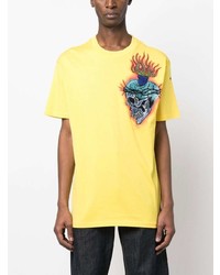 T-shirt à col rond imprimé jaune Philipp Plein