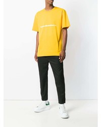 T-shirt à col rond imprimé jaune MSGM