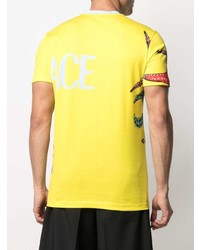 T-shirt à col rond imprimé jaune Versace