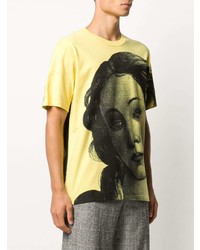 T-shirt à col rond imprimé jaune Stussy