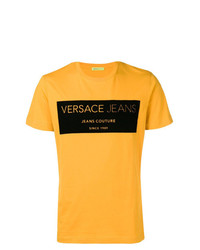 T-shirt à col rond imprimé jaune Versace Jeans