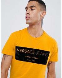 T-shirt à col rond imprimé jaune Versace Jeans