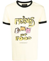 T-shirt à col rond imprimé jaune Viktor & Rolf