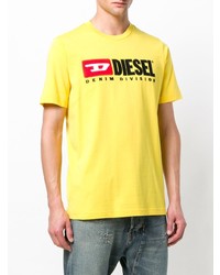 T-shirt à col rond imprimé jaune Diesel