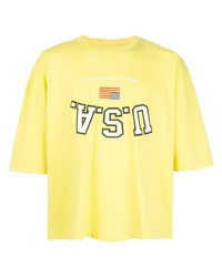 T-shirt à col rond imprimé jaune Willy Chavarria