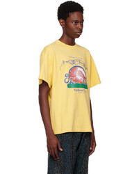 T-shirt à col rond imprimé jaune Brain Dead